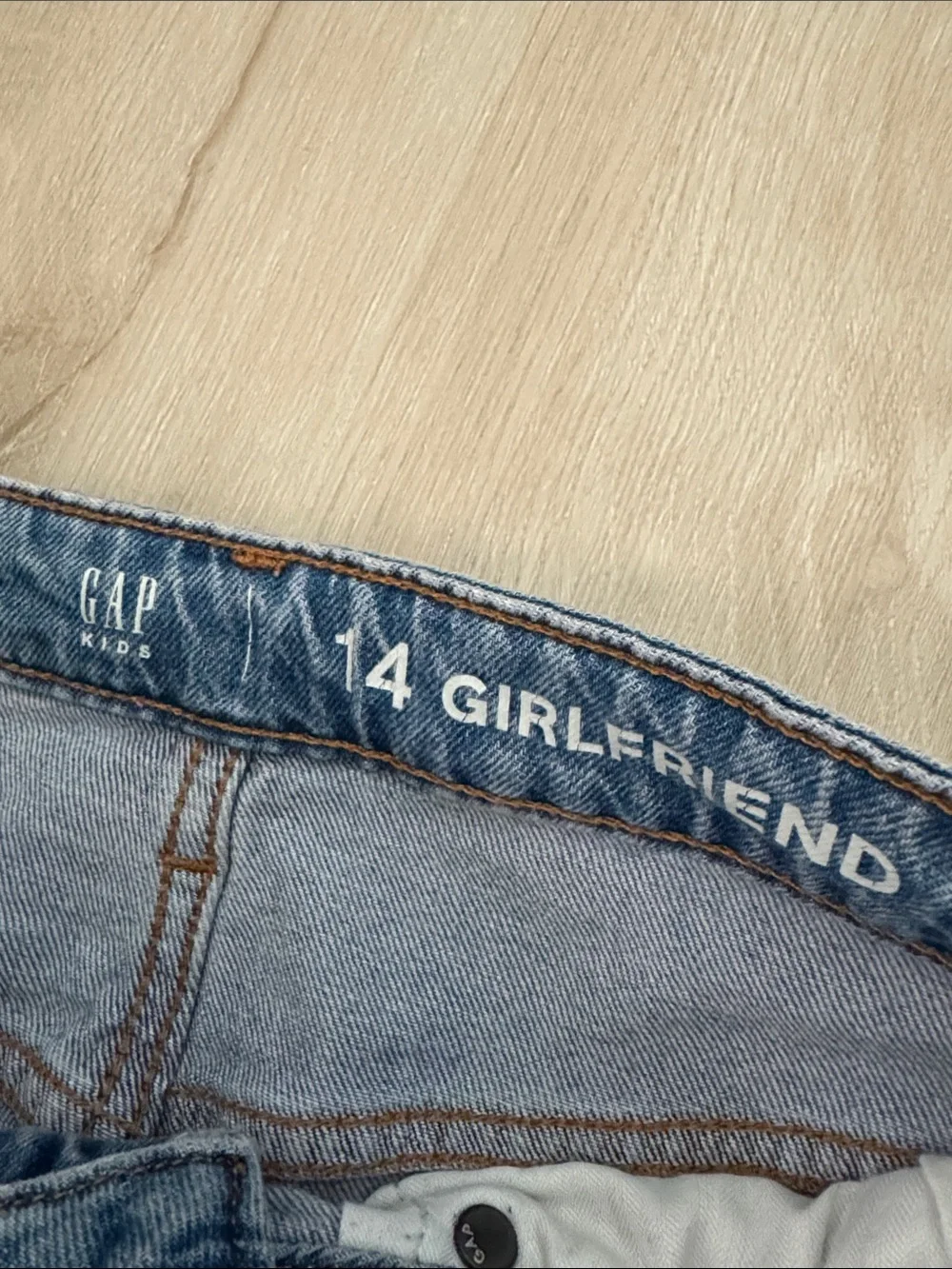 GAP Light Blue Straight Leg Jeans with Floral Accents